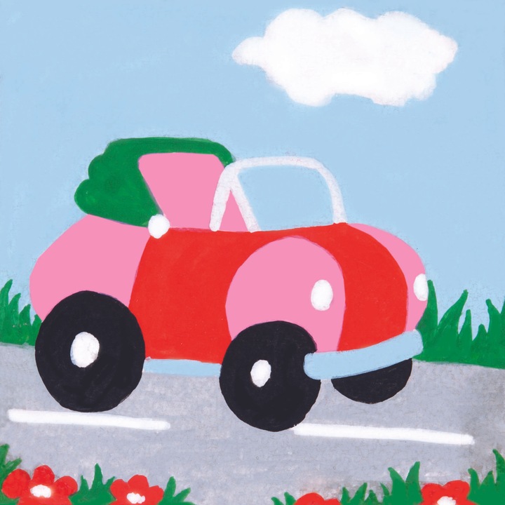 Комплект гоблен с принт и комплект конци Collection D`Art "Спортна кола" 10x10 см