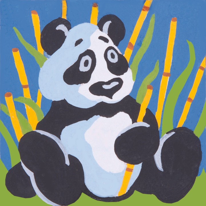 Комплект за гоблен с щампа и комплект конци Collection D`Art "Панда" 10х10 см