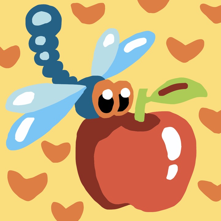 Комплект гоблен с принт и комплект конци Collection D`Art "Водно конче с ябълка" 10x10 см