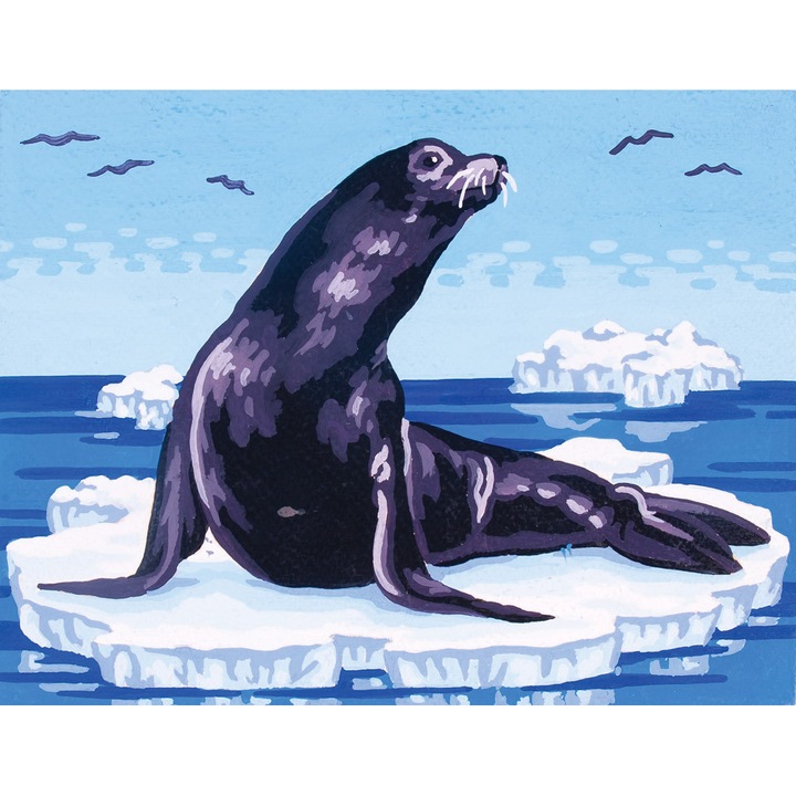 Goblen imprimat pe panza fara ate Collection D`Art "Foca pe gheata" 14x18 cm