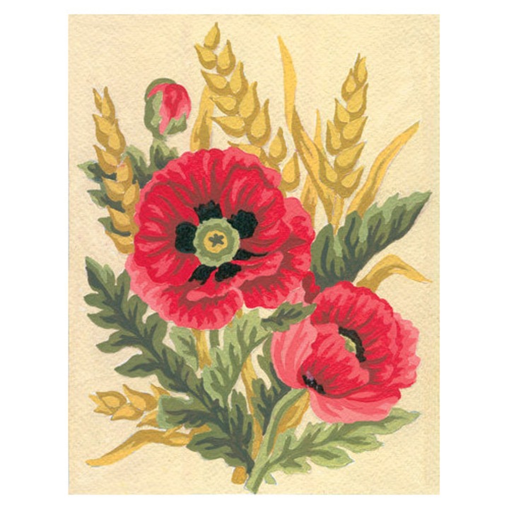 Goblen imprimat pe panza fara ate Collection D`Art "Maci si grau" 14x18 cm