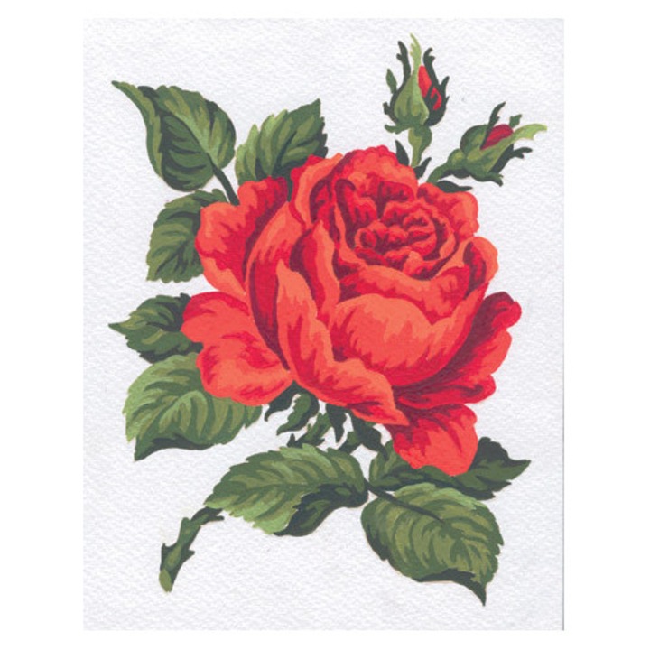 Goblen imprimat pe panza fara ate Collection D`Art "Trandafir rosu" 14x18 cm