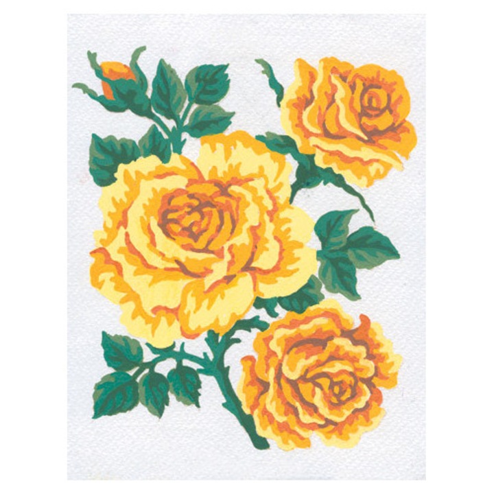 Goblen imprimat pe panza fara ate Collection D`Art "Trandafiri galbeni" 14x18 cm