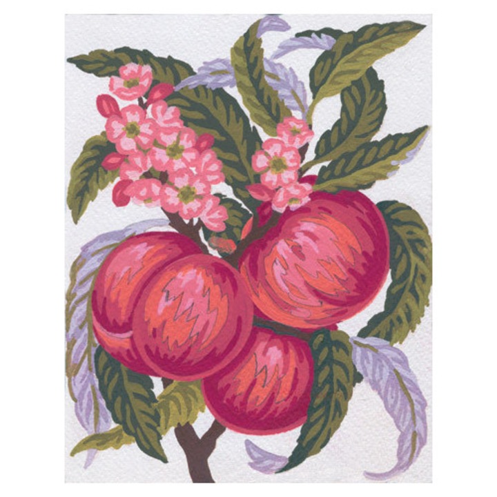 Set goblen imprimat cu imagine si set ate Collection D`Art "Piersici" 14x18 cm