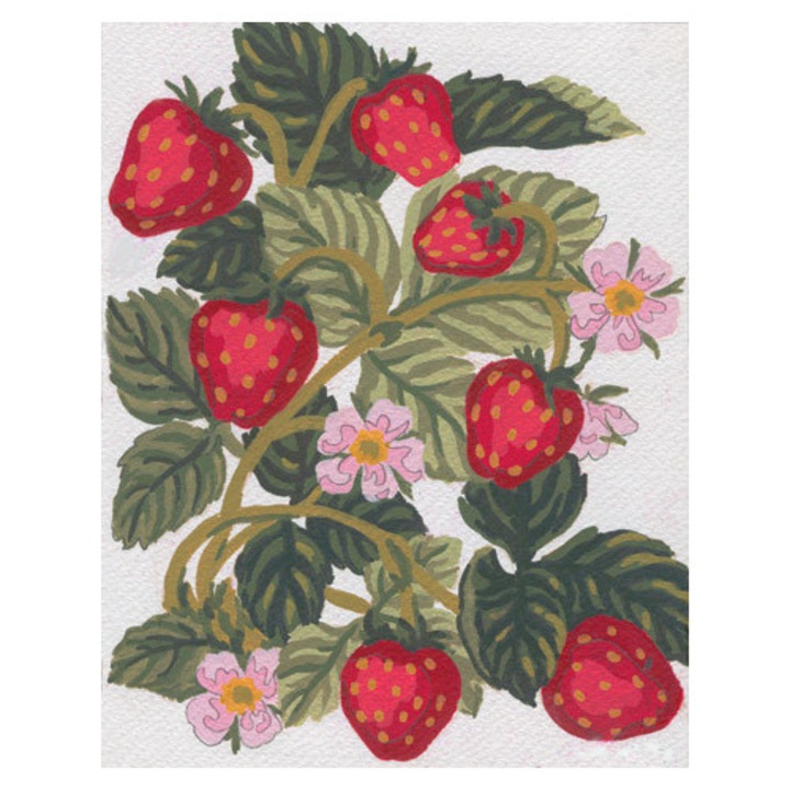 Goblen imprimat pe panza fara ate Collection D`Art "Capsuni" 14x18 cm