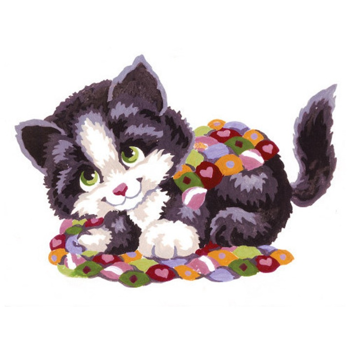 Goblen imprimat pe panza fara ate Collection D`Art "Pisoi patchwork" 14x18 cm