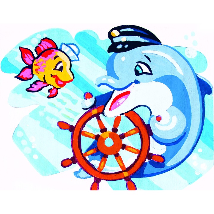 Set goblen imprimat cu imagine si set ate Collection D`Art "Delfin" 14x18 cm