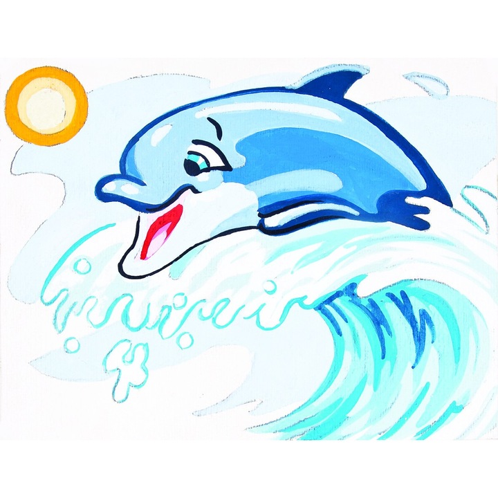 Goblen imprimat pe panza fara ate Collection D`Art "Delfin" 14x18 cm