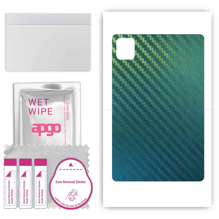 Folie de protectie pentru Apple iPad Pro 13 7 gen. 2024 – apgo Skins, anti-zgarieturi, autocolant pentru spatele Carbon Chameleon CAKA1