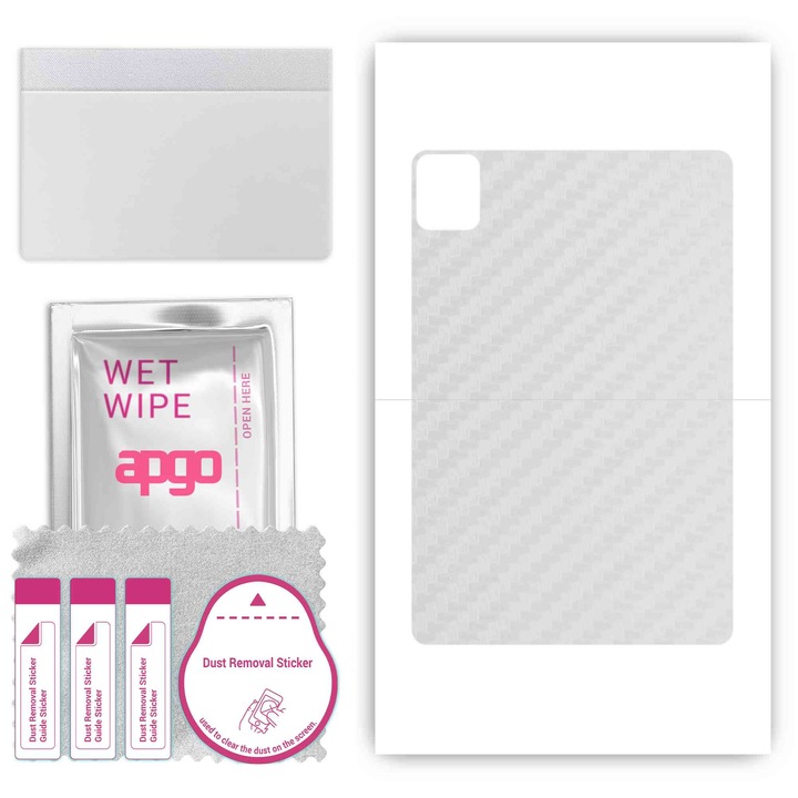 Folie de protectie pentru Apple iPad Pro 11 5 gen. 2024 – apgo Skins, anti-zgarieturi, autocolant pentru spatele Carbon transparent