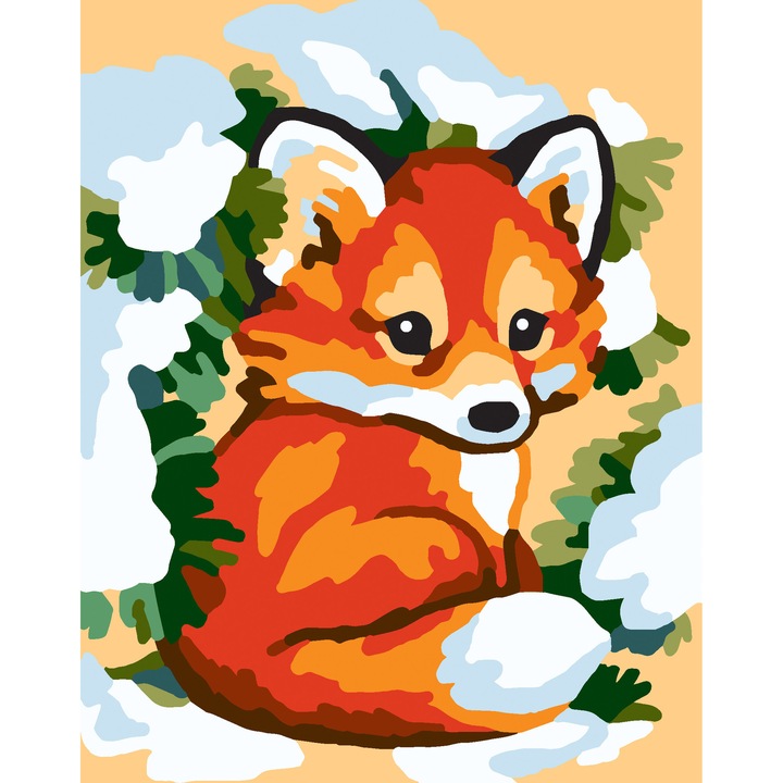 Комплект гоблен с принт и комплект конци Collection D`Art "Лисица" 14x18 см