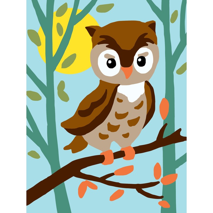 Set goblen imprimat cu imagine si set ate Collection D`Art "Pui de bufnita" 14x18 cm