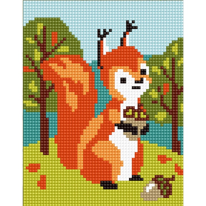 Goblen imprimat pe panza fara ate Collection D`Art "Veverita" 14x18 cm