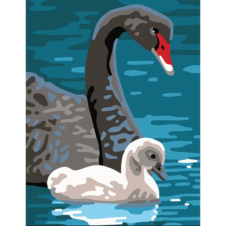 Goblen imprimat pe panza fara ate Collection D`Art "Lebede" 14x18 cm