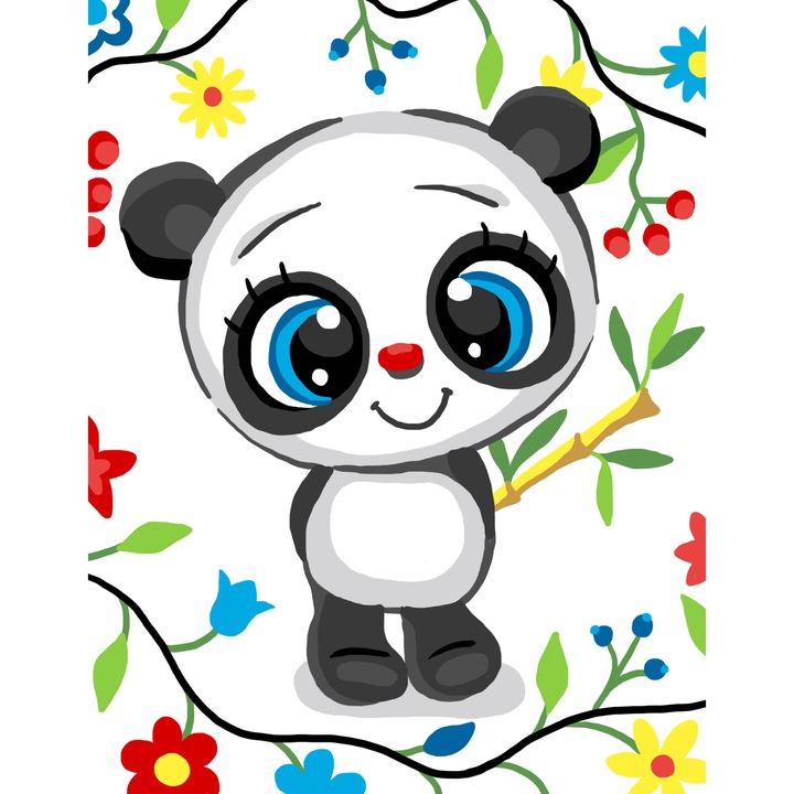 Goblen imprimat pe panza fara ate Collection D`Art "Zambet de panda" 14x18 cm