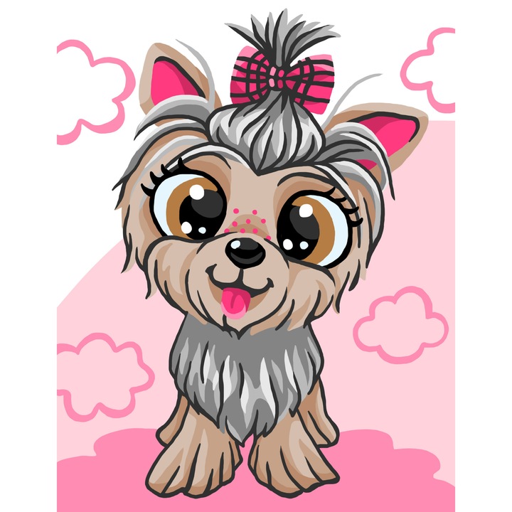 Комплект за гоблен с щампа и комплект конци Collection D`Art "Йоркширски териер" 14x18 см