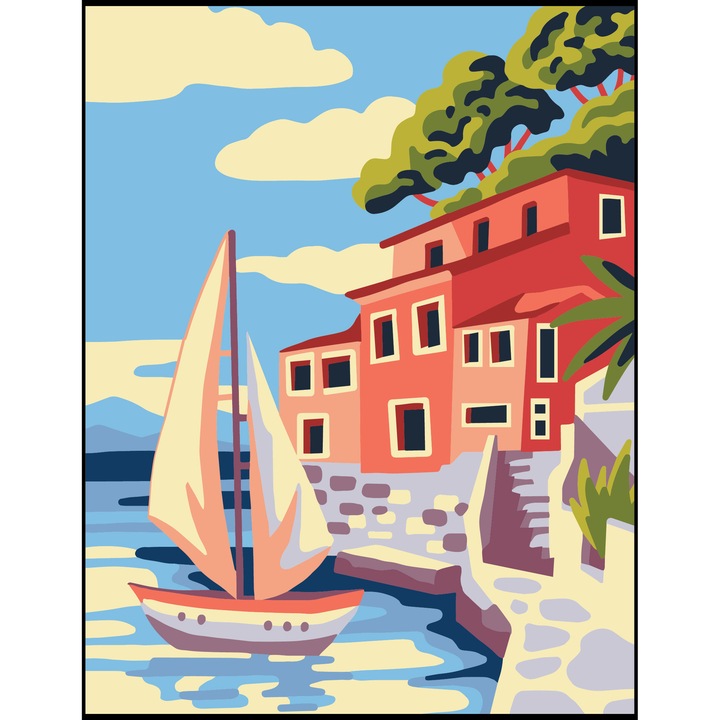 Goblen imprimat pe panza fara ate Collection D`Art "La mare" 14x18 cm