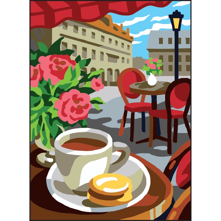 Goblen imprimat pe panza fara ate Collection D`Art "Cafenea" 22x30 cm
