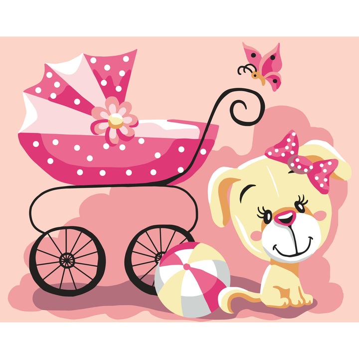 Set goblen imprimat cu imagine si set ate Collection D`Art "E fetita!" 22x30 cm