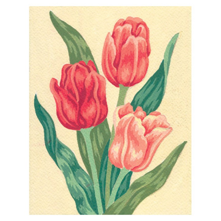 Set goblen imprimat cu imagine si set ate Collection D`Art "Lalele" 14x18 cm