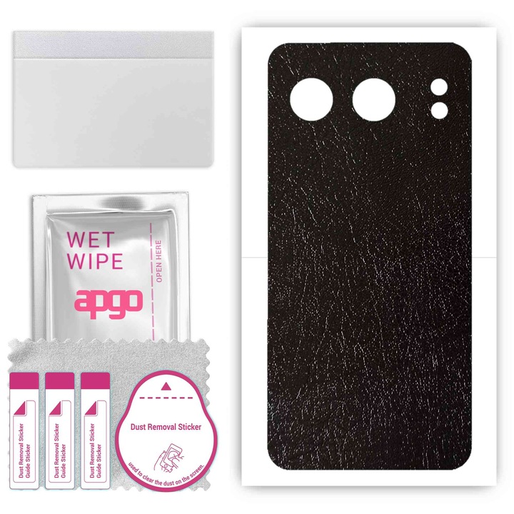 Fólia OnePlus Nord 4-hez – apgo Skins, karcálló, hátlap matrica Fekete bőr