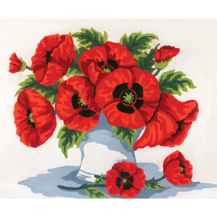 Set goblen imprimat cu imagine si set ate Collection D`Art "Maci rosii" 30x22 cm