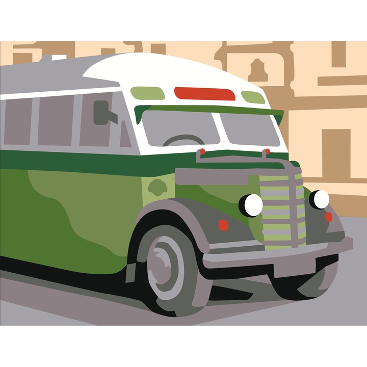 Комплект за бродерия с гоблен с щампа и комплект конци Collection D`Art "Автобус" 18x14 см