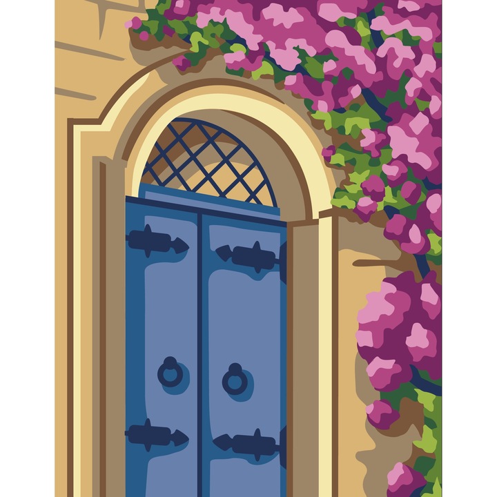 Комплект за бродерия с отпечатана картина и комплект конци Collection D`Art "Пролетни гледки" 18x14 см