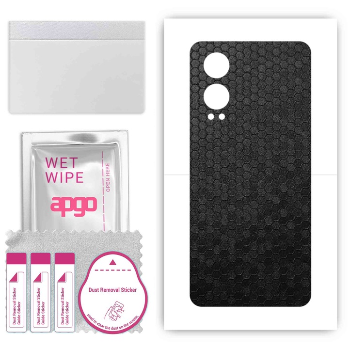 Védőfólia OnePlus Nord CE4 Lite 5G – apgo Skins, karcálló, fekete méhsejt hátlap matrica