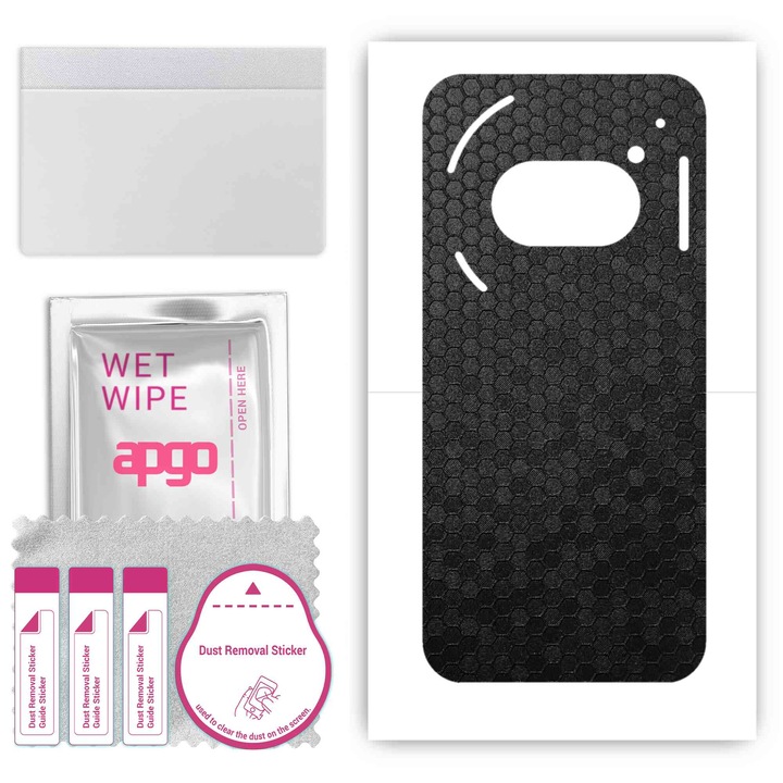 Folie de protectie pentru Nothing Phone (2a) – apgo Skins, anti-zgarieturi, autocolant pentru spatele Fagure de miere negru