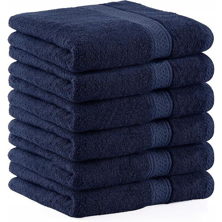 Set prosoape de baie 50x100cm, 6 bucati, bumbac, albastru
