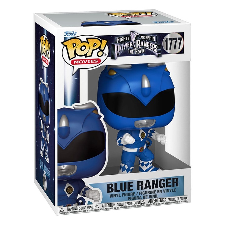 Figurina POP! Funko Blue Ranger Mighty Morphin Power Rangers 9 cm, multicolor