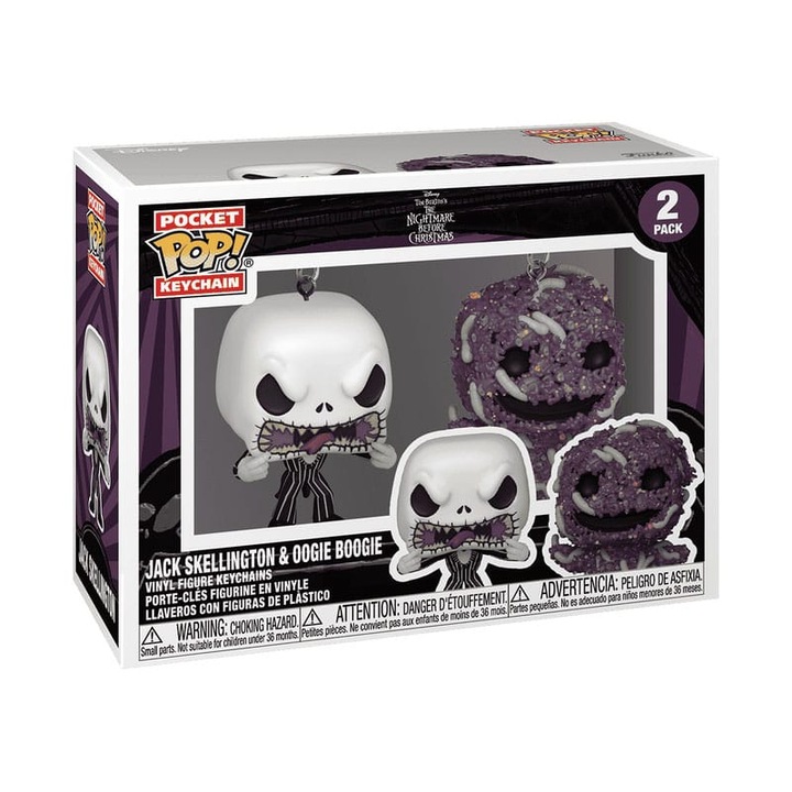 2 darab Funko POP! Jack és Oogie Boogie kulcstartó, 4 cm, többszínű