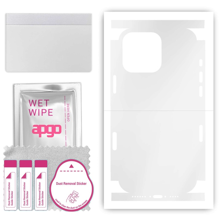 Folie de protectie pentru Apple iPhone 16 Pro Max – apgo Skins, anti-zgarieturi, autocolant pentru spate si laturi Hidrogel transparent