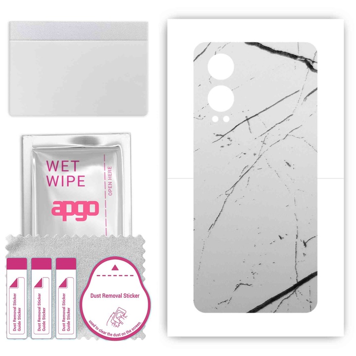 Védőfólia OnePlus Nord CE4 Lite 5G-hez – apgo Skins, karcálló, öntapadós, Fehér márvány hátlap