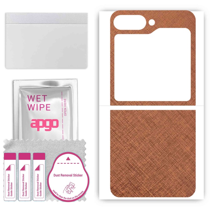Folie de protectie pentru Samsung Galaxy Z Flip 6 – apgo Skins, anti-zgarieturi, autocolant pentru spatele Cupru ruginit