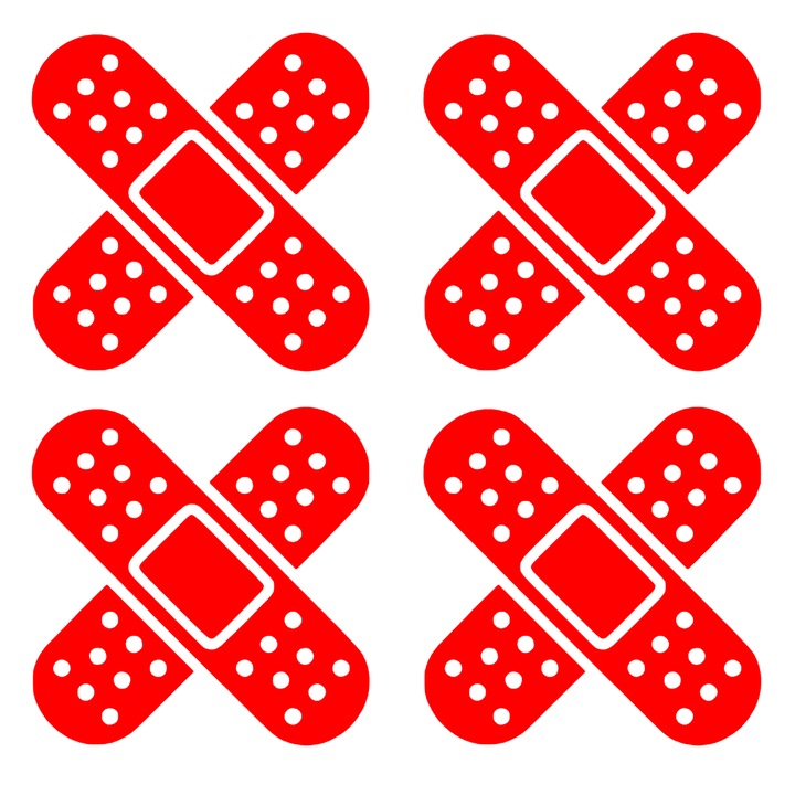 Set 4 stickere decorative, pentru masina sau motocicleta, tip plasture, 10cm, rosu