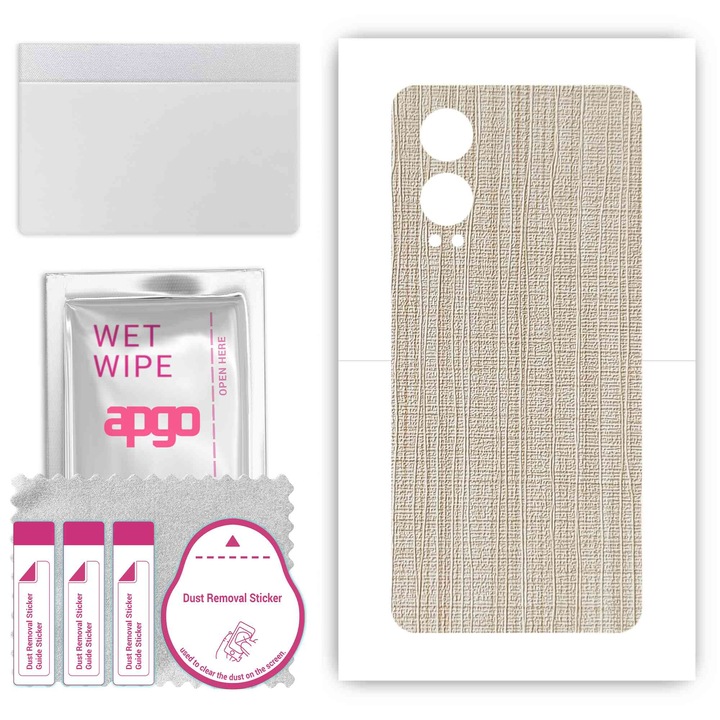 Védőfólia OnePlus Nord CE4 Lite 5G-hez – apgo Skins, karcálló, öntapadós, fehér szövet hátlap