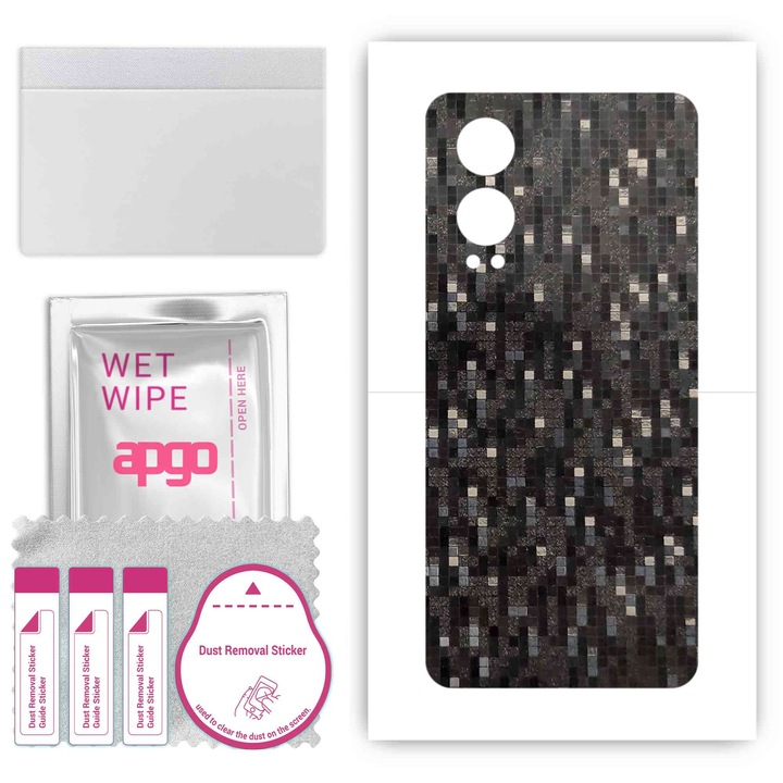 Fólia OnePlus Nord CE4 Lite 5G-hez – apgo Skins, karcálló, öntapadós, szénfekete Pixel hátlap