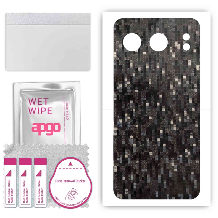 Fólia OnePlus Nord 4-hez – apgo Skins, karcálló, szénfekete Pixel hátlapra ragasztható matrica