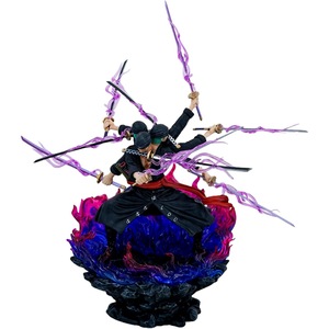 Figurina Roronoa Zoro Asura, One Piece, 3 capete, 6 brate, haine negre, 24cm