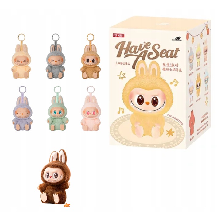 Кутия изненада ключодържател Labubu, Pop Mart, Серия "Have a Seat"