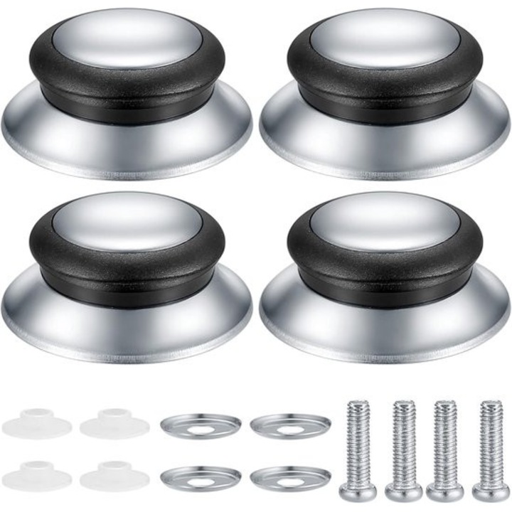 Set 4 manere universale pentru capace oale, rezistente la caldura, negru, dimensiuni universale