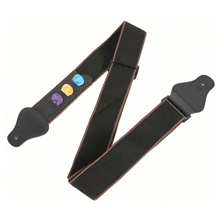 Gitárszíj, BOMSTOM, állítható 84CM-135CM, pamut, fekete