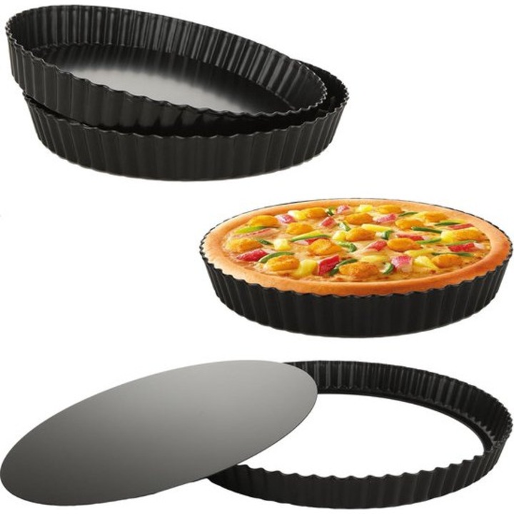 Set de forme pentru tarte cu baze detasabile, 20x28cm, non-aderente