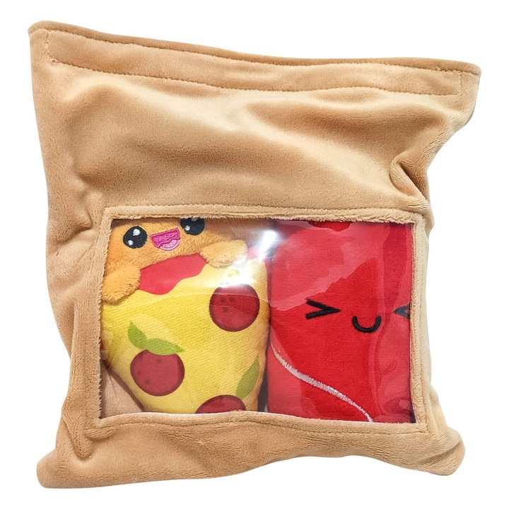 Set de mascote Yummis Together: Pizza si Cola, 15 cm, toreba de transport 21x21 cm, multicolor