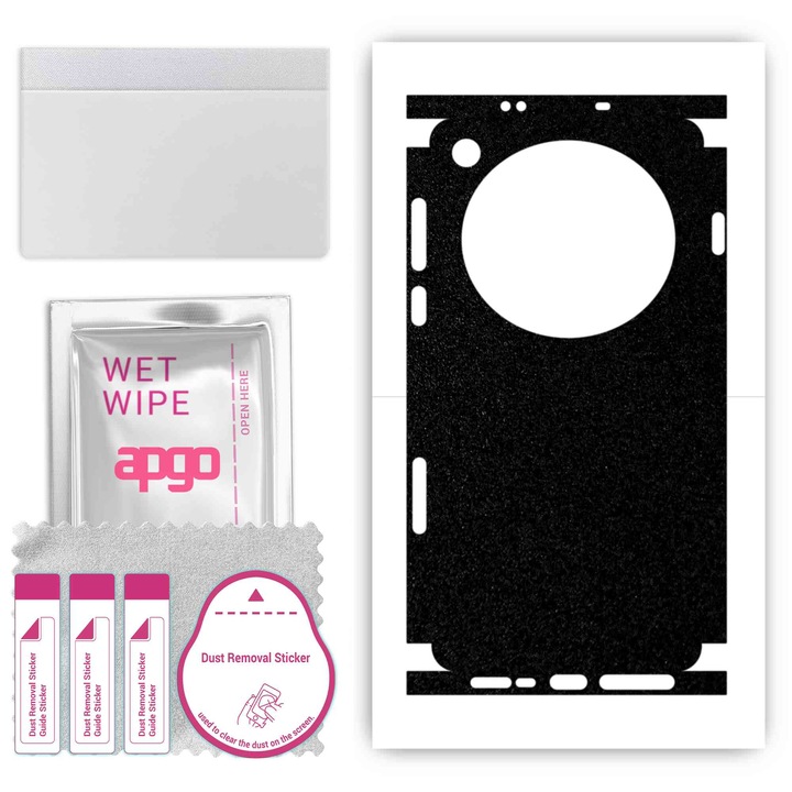 Folie de protectie pentru Oppo Find X8 Pro – apgo Skins, anti-zgarieturi, autocolant pentru spate si laturi Negru mat