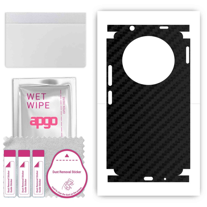 Folie de protectie pentru Xiaomi Redmi A3 – apgo Skins, anti-zgarieturi, autocolant pentru spate si laturi Negru de carbon