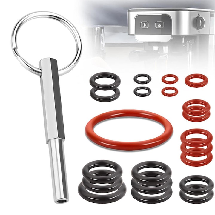 Set 22 garnituri aparat de cafea, Rqiurpn, Universal, Compatibil cu Philips, Saeco, Odea, Talea, Spider, Gaggia, Garnituri O-ring, Pentru intretinere aparat cafea, Negru/Rosu