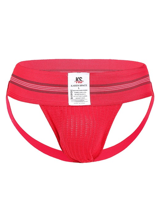 Férfi Jockstrap alsónemű JoyoClan, piros, L-es méret, nyitott dizájn, integrált tartó